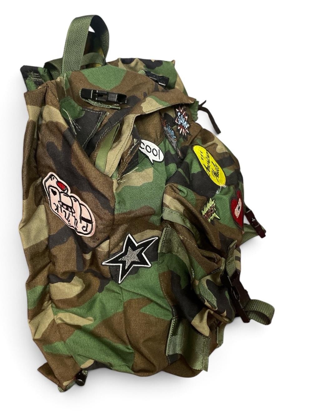 Camouflage Customized Patchwork Backpack - Green Camo unisex - Picture 4 of 6